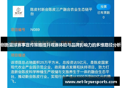 创新篮球赛事宣传策略提升观赛体验与品牌影响力的多维路径分析